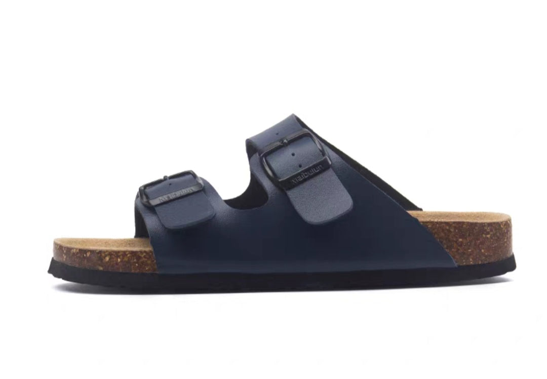 Woman buckle flats cork slippers