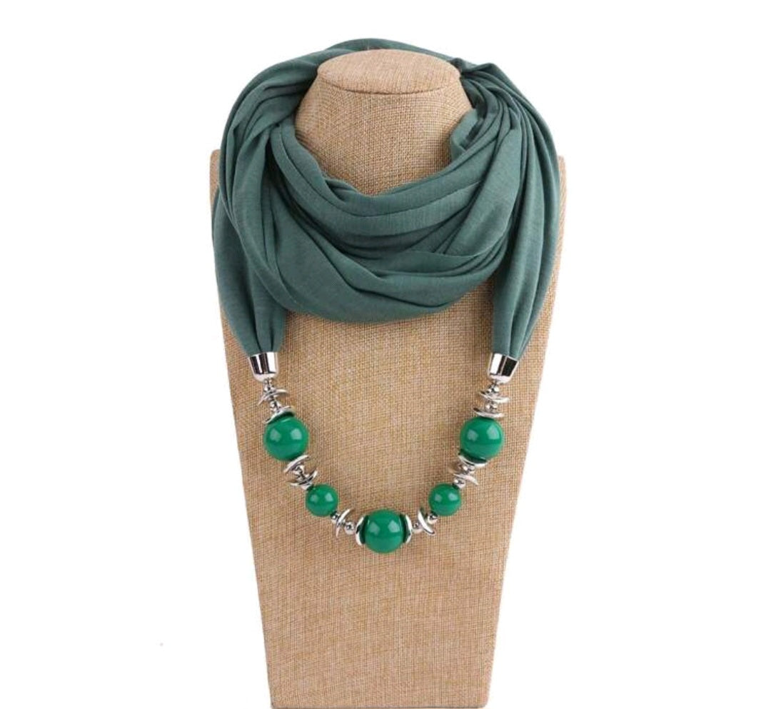 Plain scarf statement necklaces