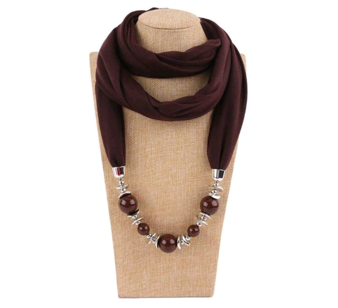 Plain scarf statement necklaces