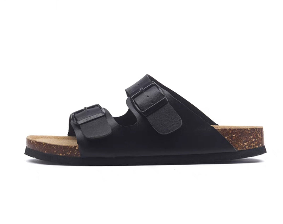Woman buckle flats cork slippers