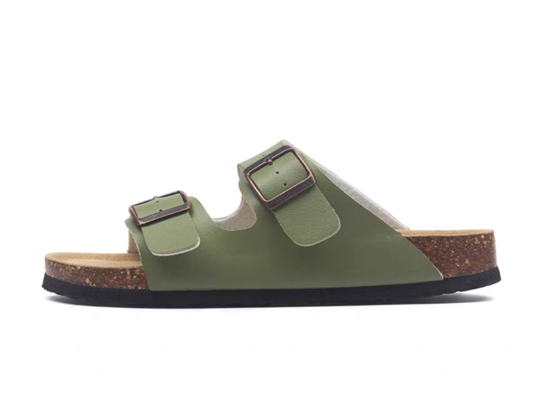 Woman buckle flats cork slippers
