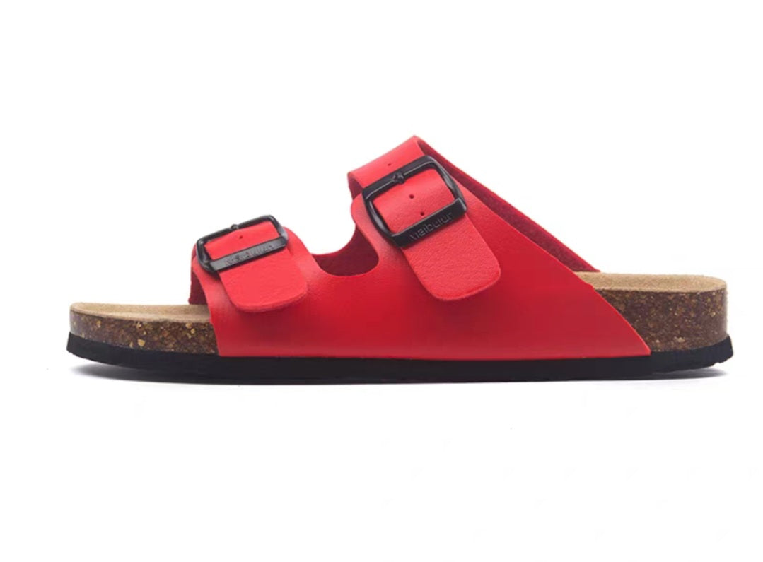 Woman buckle flats cork slippers