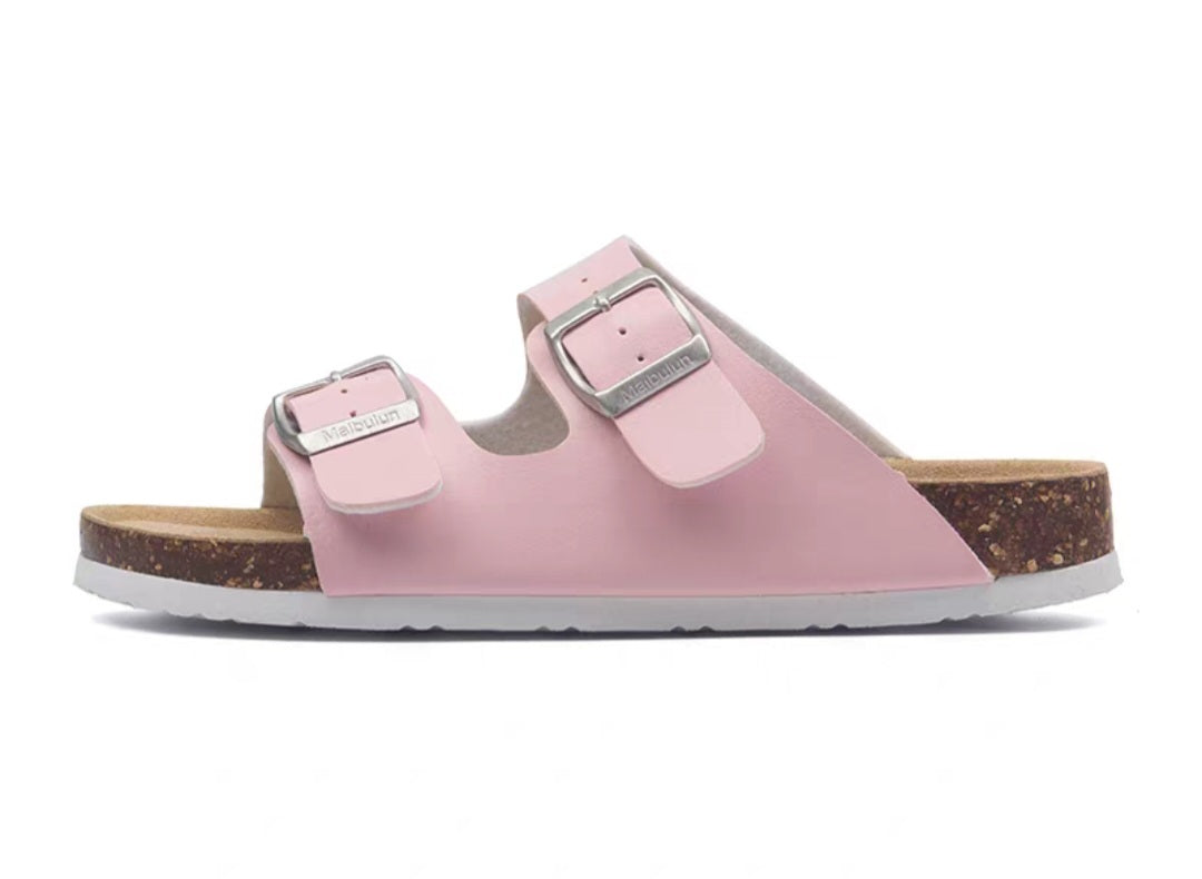 Woman buckle flats cork slippers
